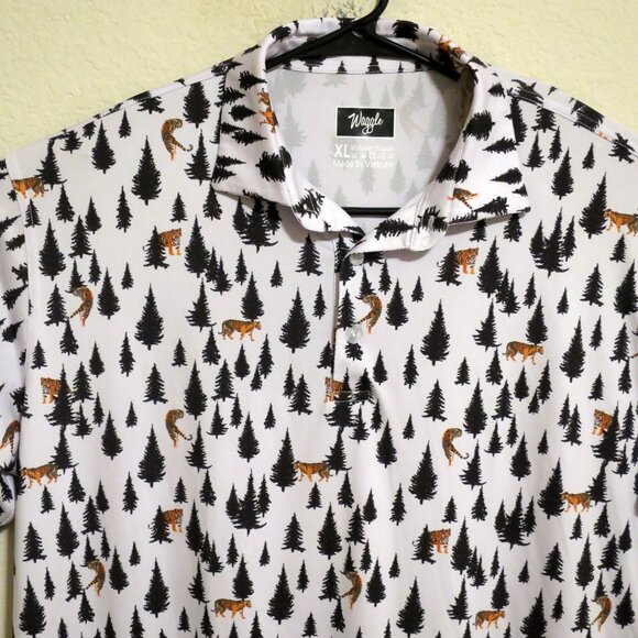 Waggle Shirt Mens XL Short Sleeve Golf Performance Polo White Orange Tigers - Picture 1 of 5